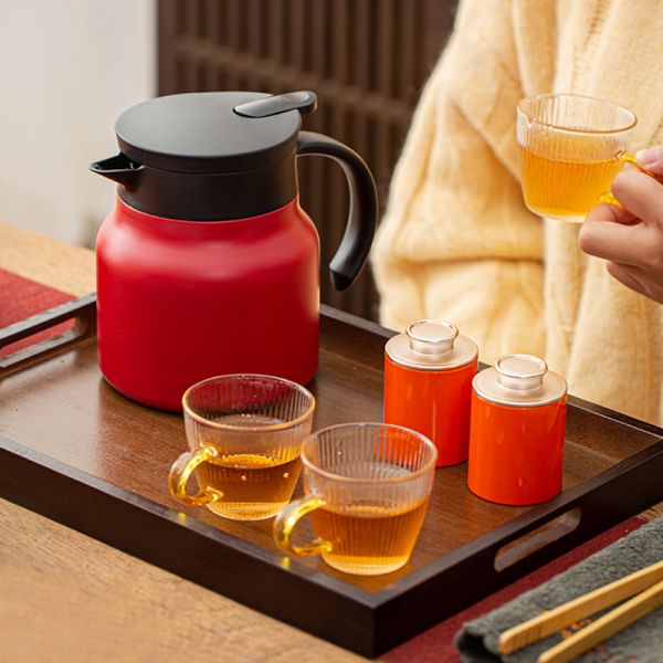 2023新年燜茶壺組合 燜茶壺+玻璃茶杯+白茶龍珠+奉茶托+春節(jié)禮包 年會禮品1
